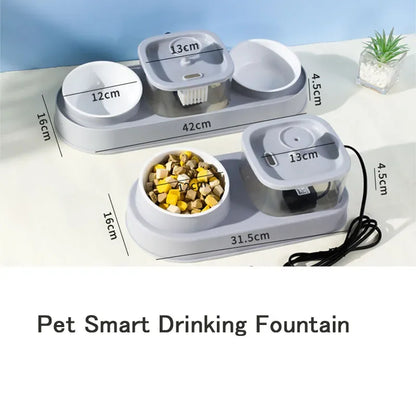 2-in-1 Cat water dispenser food Bowl automatic circulation flow drinking water eat food smart Dog Cat water feeder pet supplies