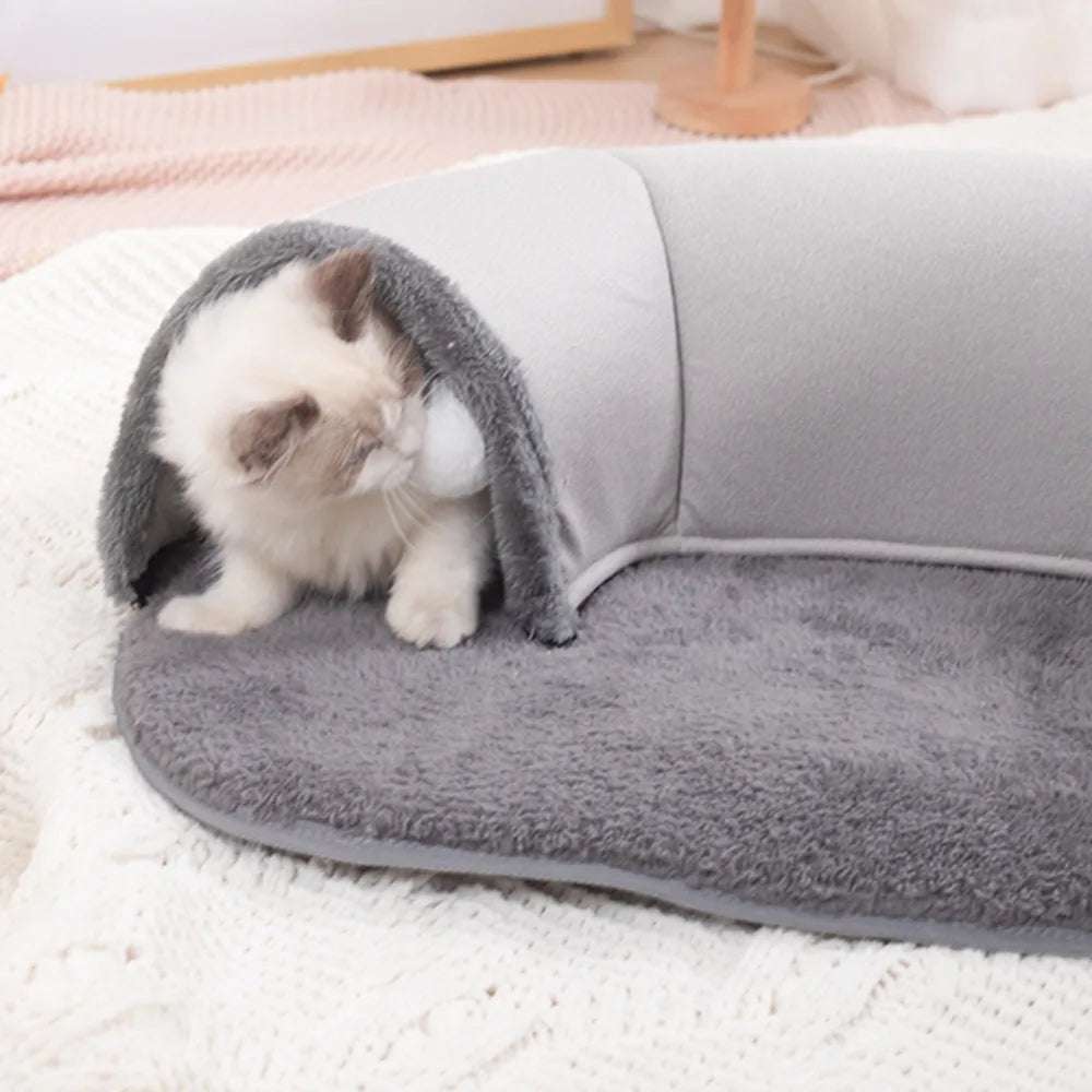 Cat Bed Tunnel Toys Movable Cat Mat Indoor Puppy Tunnel Interactive Toys Self-Warming Sleeping Cave Kitten Cushion Cat Supplies