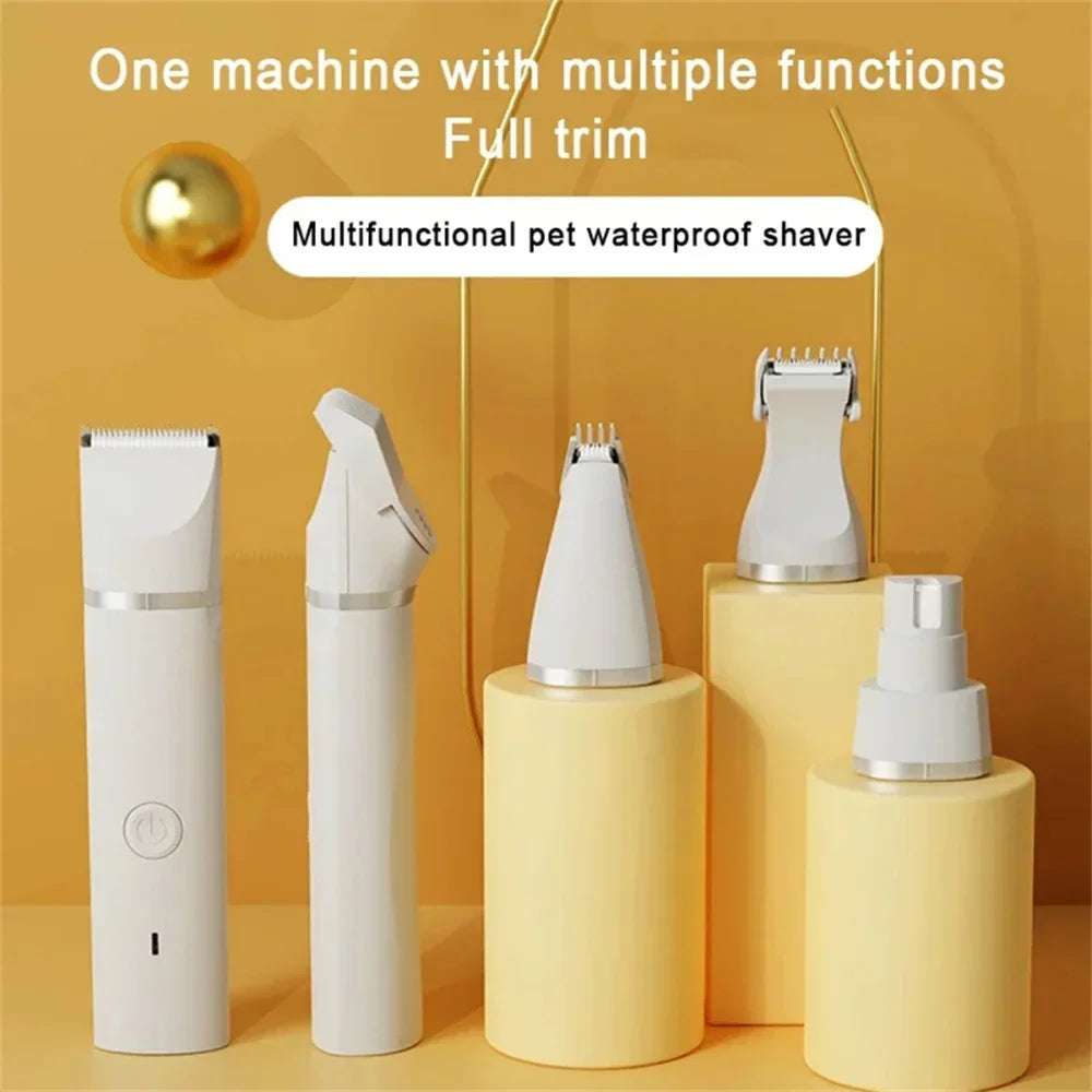 4 IN 1 Electric Pet Trimmer, Rechargeable Pet Clippers for Dogs Grooming Kit with Foot Hair Cutting Machine Pet Grooming Kit