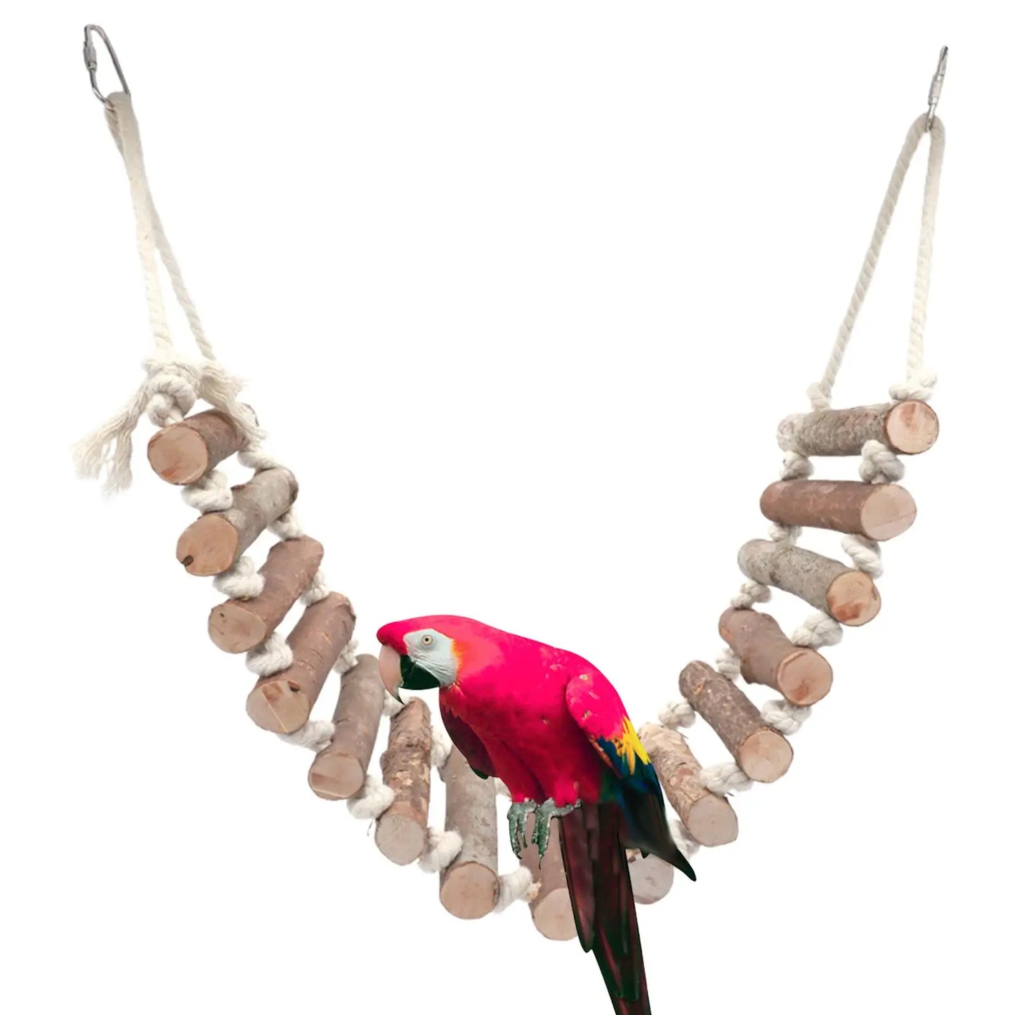 ClimbJoy™ Wooden Bird Rope Ladder & Swing — Rodent & Parrot Climbing Stand for Cockatiels, Conures