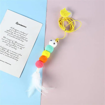 CheekyCat™ – Colourful Feather Wand with Bell & Suction Base