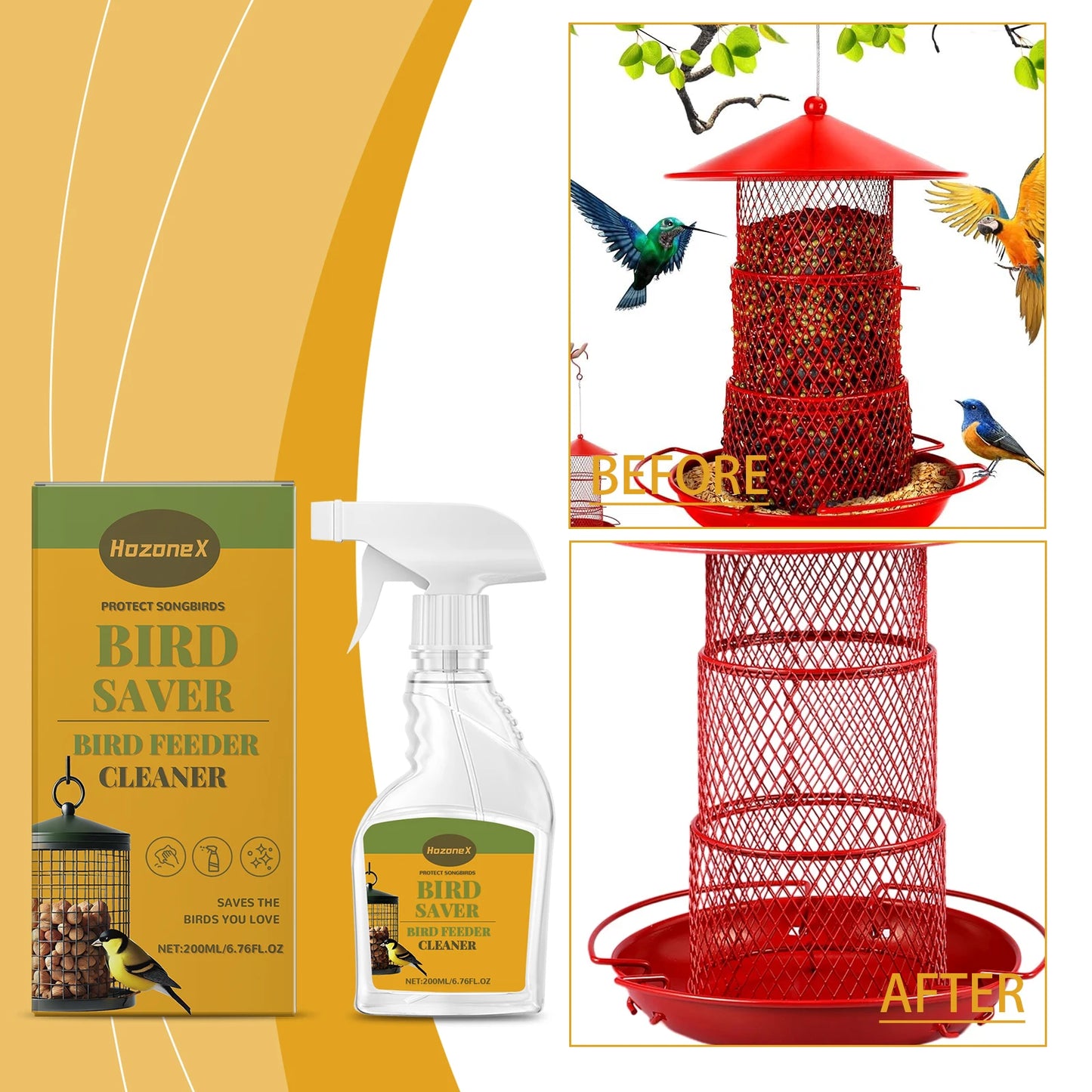 Bird Feeder Cleaner Spray - Gentle Cleaning Solution For Feeders, Houses & Baths, Safe & Effective Deodorizing Formula
