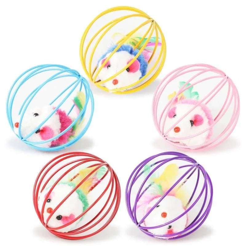 1pc Cat Toys Interactive Mouse Cage Toys Plastic Artificial Colorful Cat Teaser Toy Cat Accessories Kitten Toy Pet Supplies