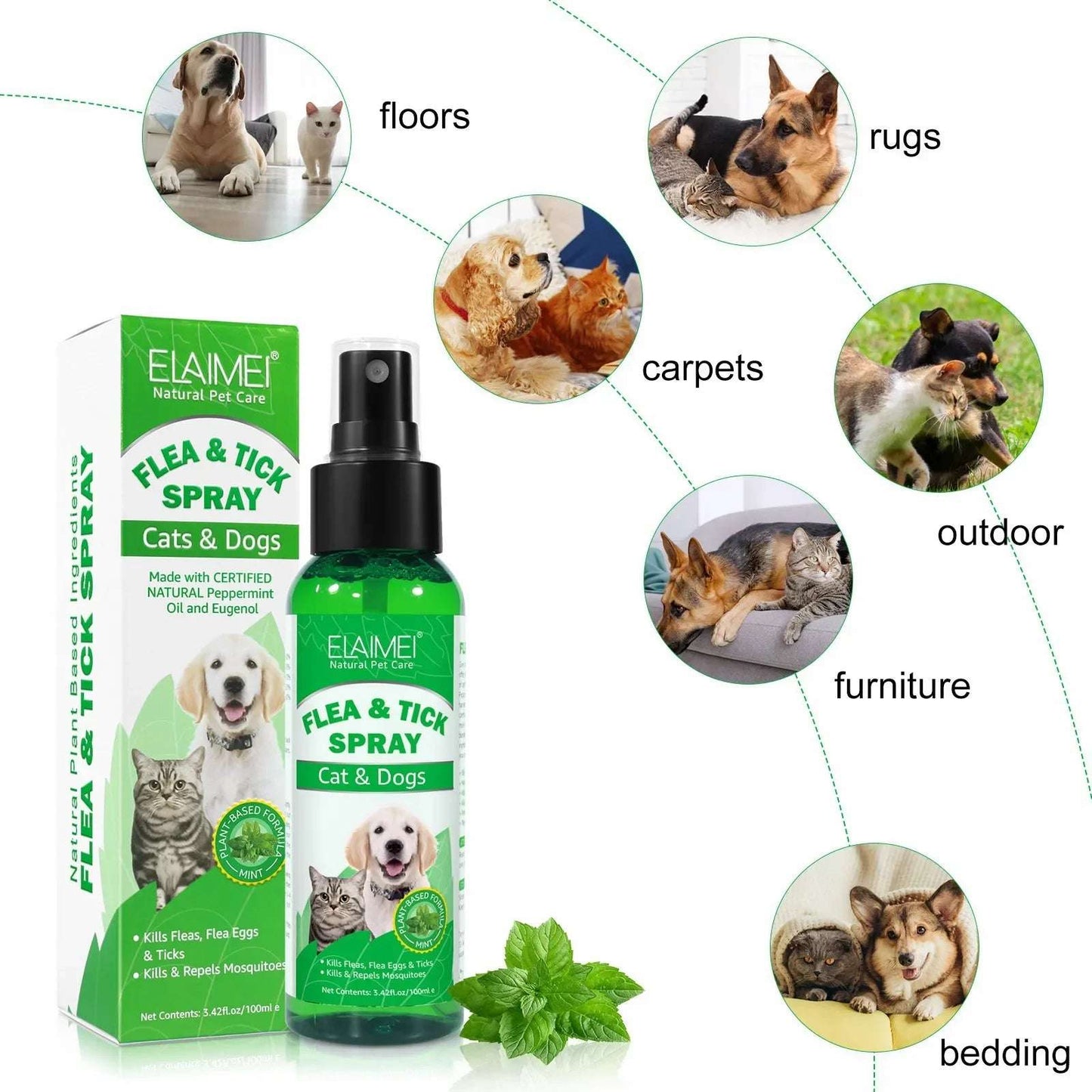 FleaFree™ Natural Flea & Tick Spray — Peppermint & Eugenol Formula