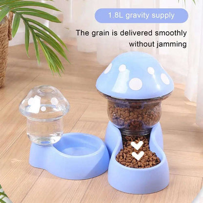 1 Set Cat Food Bowl Automatic Feeders and Water Dispenser Mushroom Shape Pet Dog Cat Water Food Container Pet Supplies