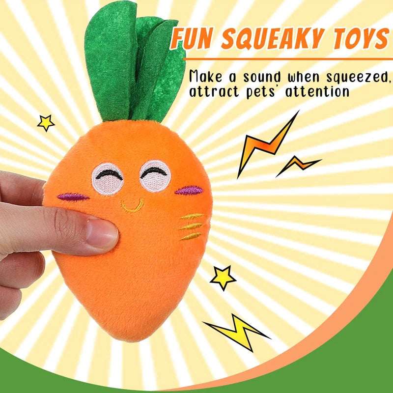 Dog Squeaky Carrot Dog Toys Plush Stuffed Soft Puppy Chew Toys Interactive Pet Supplies for Small Medium Dogs Dental Care