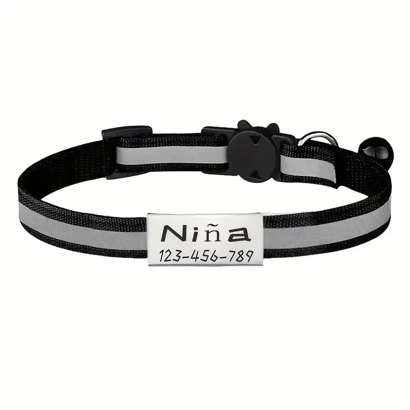 SafeTag™ - Personalized Reflective Cat Safety Collar with Engraving