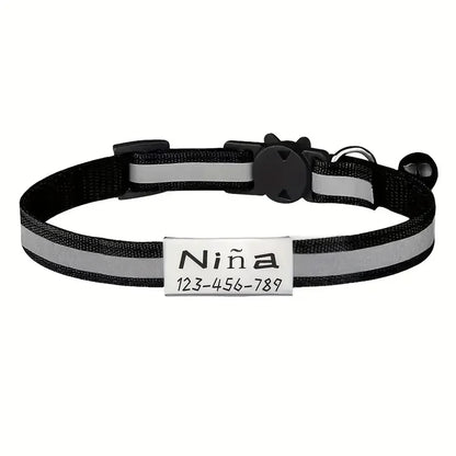 SafeTag™ - Personalized Reflective Cat Safety Collar with Engraving
