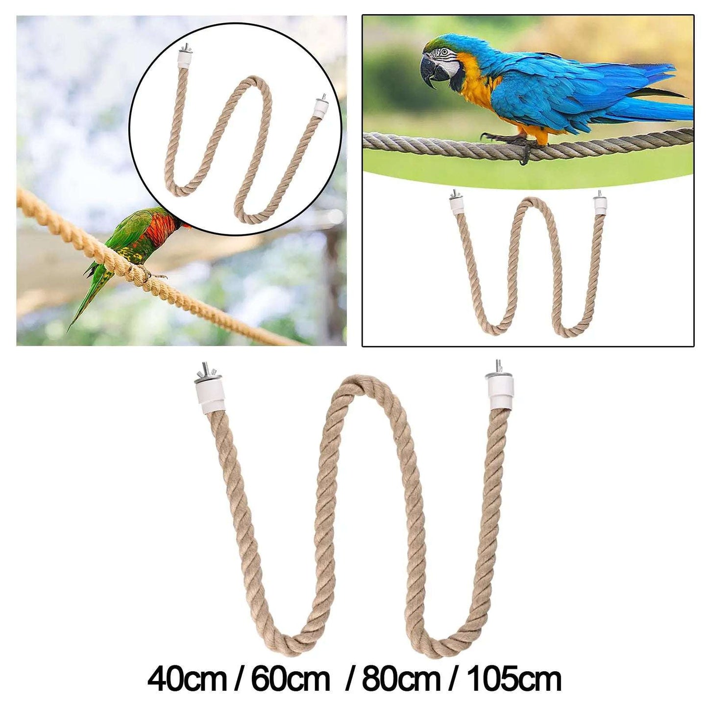 ChewNest™ Parrot Rope Perch & Chewing Toy — Colorful Cage Accessory for Parakeets, Conures