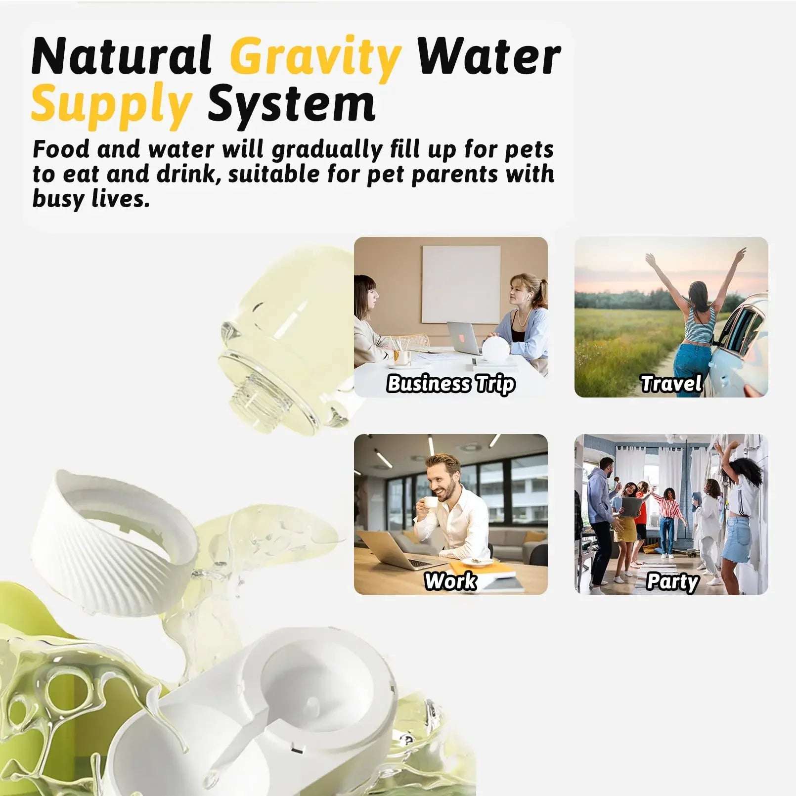Cat Water Dispenser Automatic Dog Feeder and Water Dispenser Gravity Food Feeder Pet Self Feeder Station Food Storage Container