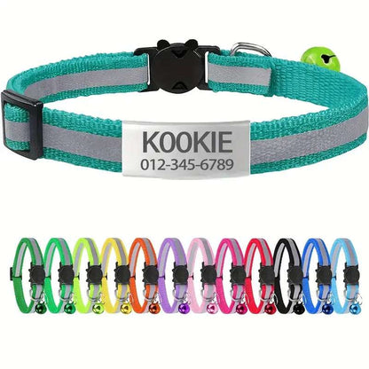 SafeTag™ - Personalized Reflective Cat Safety Collar with Engraving