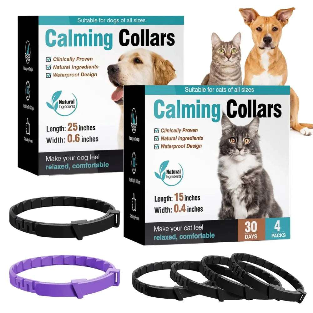 CalmPaws™ - 3/4 Pack Adjustable Calming Pheromone Collars for Dogs & Cats
