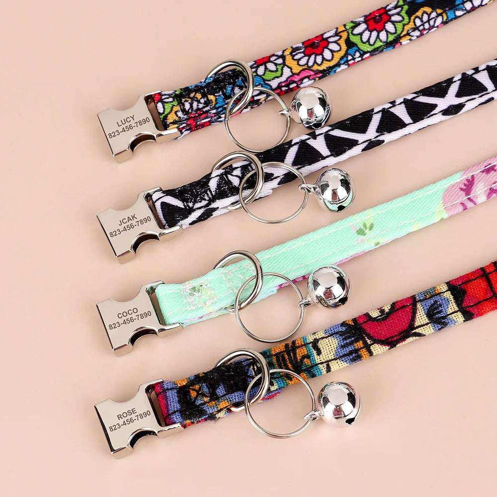 SafePaw™ - Personalized Printed Cat Collar with Free Engraved ID Tag & Bell