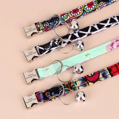 SafePaw™ - Personalized Printed Cat Collar with Free Engraved ID Tag & Bell