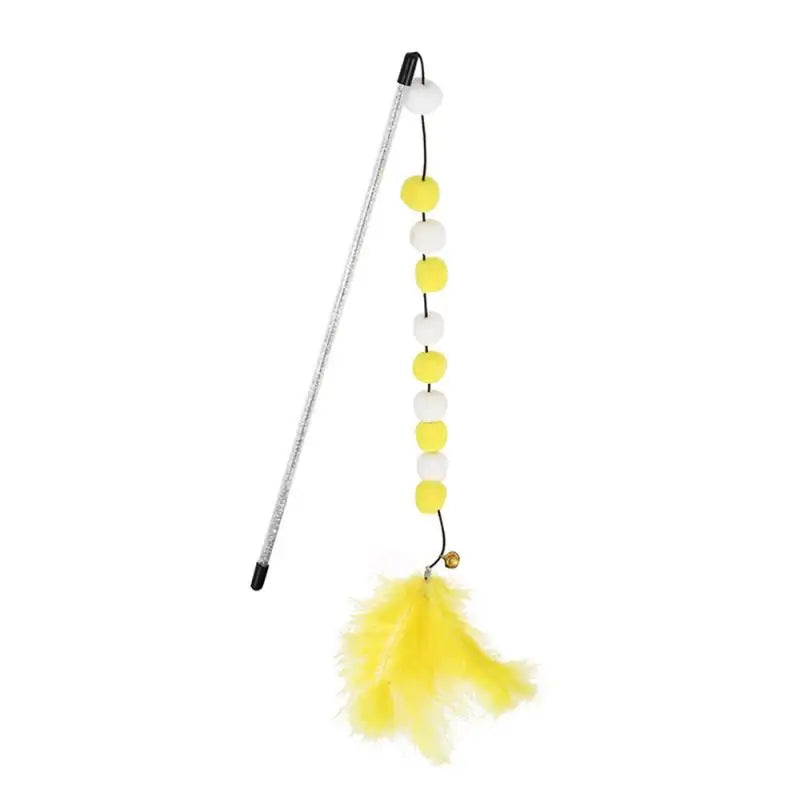 CheekyCat™ – Colourful Feather Wand with Bell & Suction Base