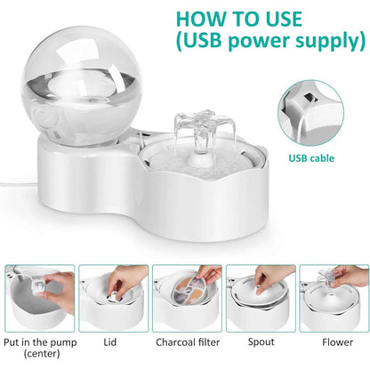 Cat Water Fountain 77oz/2. 3L for Cats and Small Dogs, Pet Automatic Water Dispenser Detachable, Slow Feeder Water for Pets