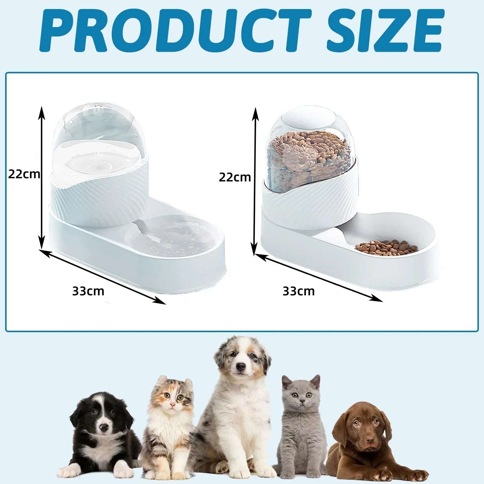Cat Water Dispenser Automatic Dog Feeder and Water Dispenser Gravity Food Feeder Pet Self Feeder Station Food Storage Container