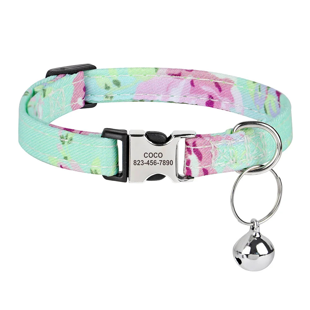SafePaw™ - Personalized Printed Cat Collar with Free Engraved ID Tag & Bell
