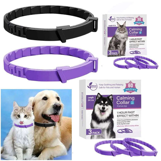CalmPaws™ - 3/4 Pack Adjustable Calming Pheromone Collars for Dogs & Cats