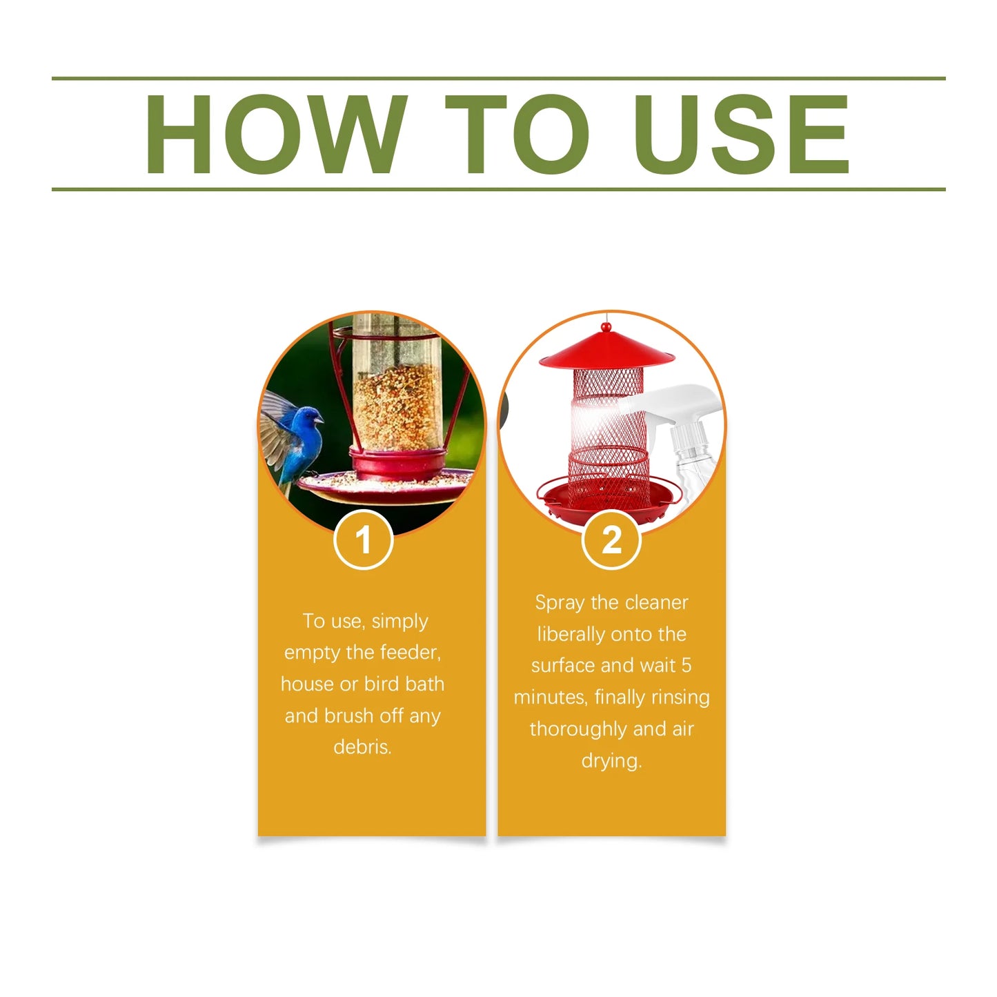 Bird Feeder Cleaner Spray - Gentle Cleaning Solution For Feeders, Houses & Baths, Safe & Effective Deodorizing Formula