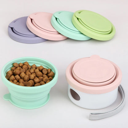 Combination Portable Case Folding Pet Bowl Food Grade Silicone Walk Dog Feeder And Drinker Water Bowl For Dogs Pet Accessories